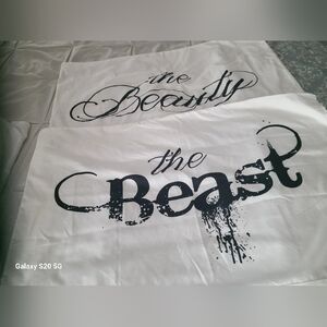 2 White Standard  Pillowcases with Black Script